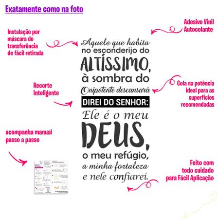 Adesivo de Parede Religioso Fé Salmos 91 Aquele Que Habita 1.10