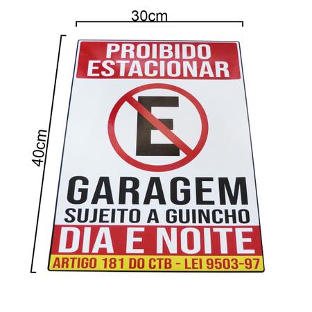 Imagem de Adesivo Placa Proibido Estacionar Garagem Dia Noite 30x40