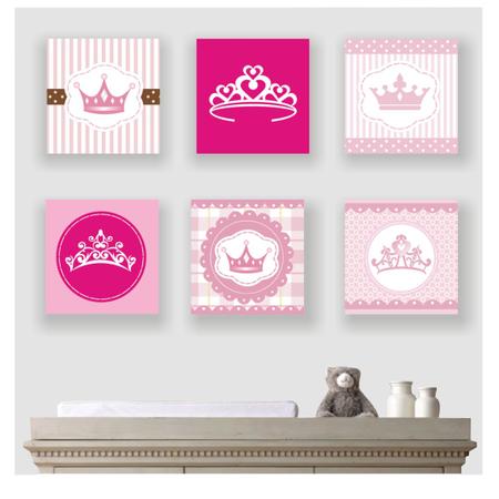 Imagem de Adesivo Princesa Menina Azulejo Coroas Rosa Infantil M09