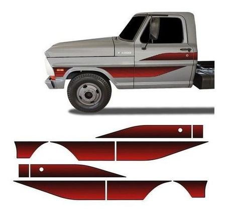 Imagem de Adesivos Faixas Laterais Ford F4000 1989/1992 Kit Cinza