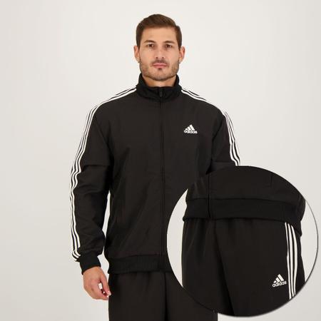 Agasalho Adidas 3 Listras Preto e Branco Agasalho e Moletom