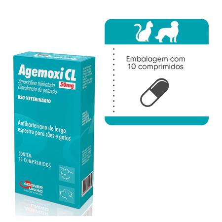 Imagem de Agemoxi CL Agener 50mg 10 Comp Antimicrobiano Para Cachorro