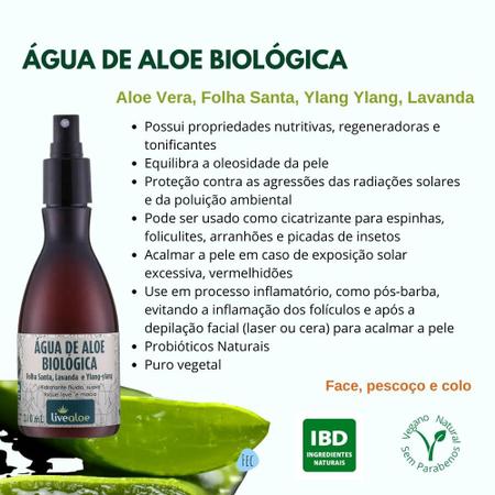 Imagem de Água Biológica Natural de Aloe Vera com Folha Santa 210ml  Livealoe