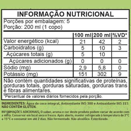 Imagem de Água de Coco Integral OQ 1 Litro Caixa C/6 Un