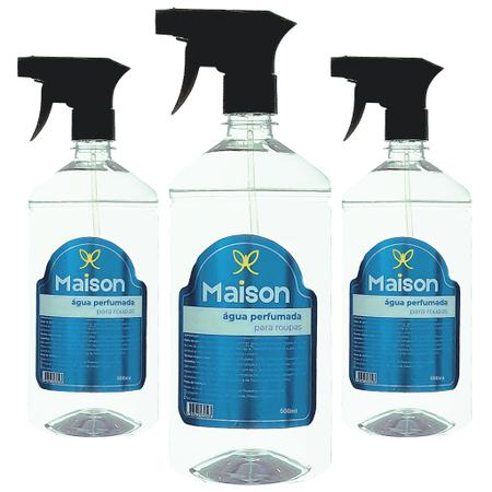 Imagem de Água Perfumada Roupas e Tecidos 500ml Algodão Kit 3 unidades - Maison