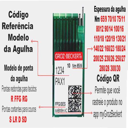 Imagem de Agulha Para Máquina De Costura 134 FFG ou DPX5 FFG Cabo Grosso, Ponta Bola FFG Caixa com 100 unidades