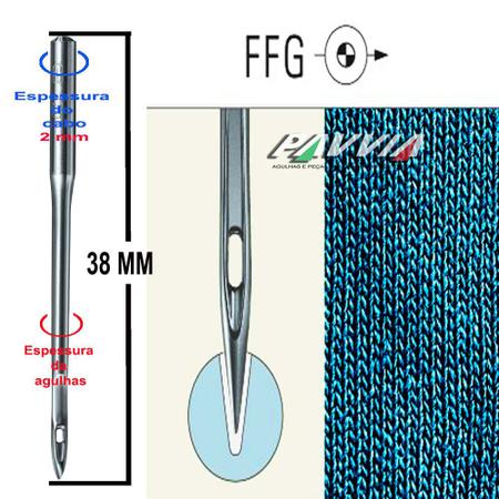 Imagem de Agulha Para Máquina De Costura 134 FFG ou DPX5 FFG Cabo Grosso, Ponta Bola FFG Caixa com 100 unidades