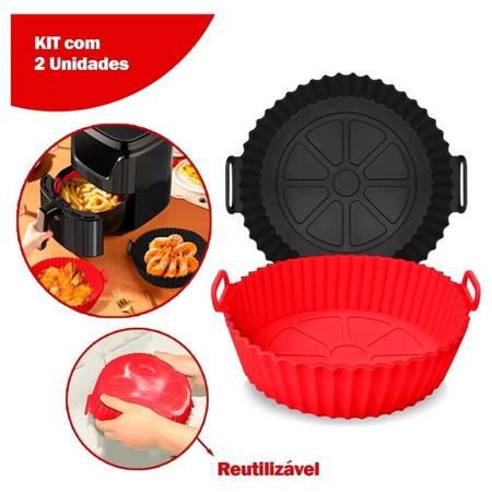 Imagem de air fryer fun kitchen Cesta forro forma protetor silicone microondas forninho reutiliza