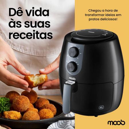 Imagem de Air Fryer Moob 4 Litros Antiaderente Timer 60 Minutos Aviso Sonoro e Desligamento Automático Cesto Removível Com Trava de Segurança 127V