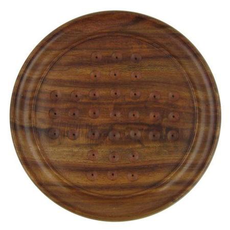 Imagem de Ajuny Indian Handcrafted Madeira clássico jogo de tabuleiro solitário com mármores de vidro Board tamanho 9 polegadas