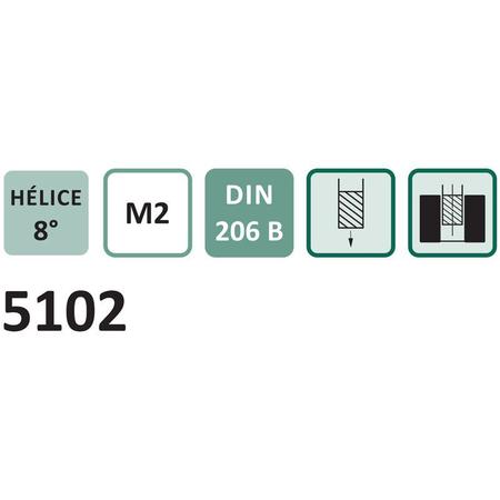 Imagem de Alargador Manual - Med. 22,0mm - Dente Helicoidal, Haste Cilíndrica, Corte à Direita, Tolerância H7, DIN 206 B - Aço HSS (M2) - Cód. 5102 - INDAÇO