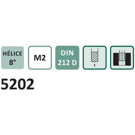 Imagem de Alargador Máquina Dente Helicoidal - Med. 23,0mm - Haste Cilíndrica, Corte à Direita, Hélice à Esquerda, Tolerância H7,  DIN 212 D - Aço HSS (M2) - Có