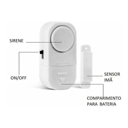 Imagem de Alarmes de Porta Aberta Contra Invasão Residencial Sonoro Janela Alerta Sem Fio Sensor
