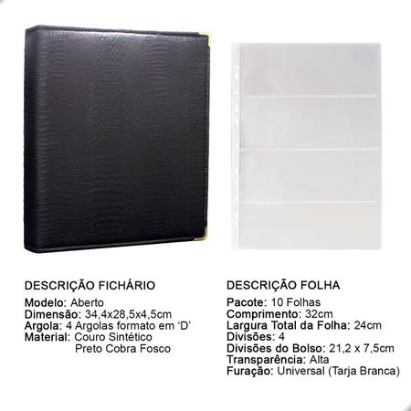 Imagem de Álbum Fichário 10 Folhas PP Cédulas 4 Espaços 32x24 Cobra Fosco GF