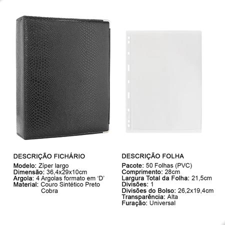 Imagem de Álbum Fichário 50 Folhas Para Cédulas 1 Espaço 28x21 Cobra XL