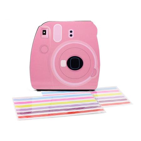 Imagem de Álbum Formato De Câmera Instax Rosa + Cantoneiras Adesivas