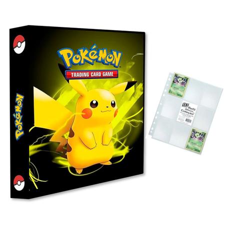 Álbum Pokémon Pasta tipo Fichário - PIKACHU (modelo 2) + 10 Folhas  Plásticas 9 Bolsos : : Papelaria e Escritório
