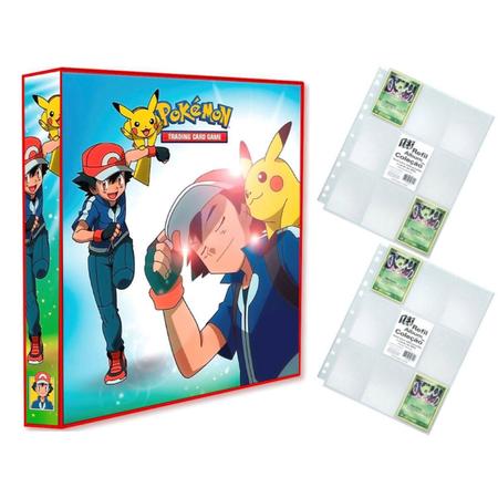 Imagem de Álbum Pasta Fichário Pokemon Com 20 Folhas Ash E Pikachu