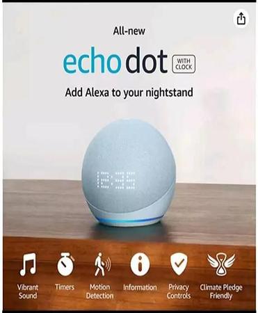 Alexa  Echo Dot 5a Geração com Relógio - Smart Speaker / Caixa de Som  - Magazine Luiza