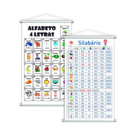 Imagem de Alfabeto 4 Letras + Silabário Simples Kit 2 Banners 80X50Cm