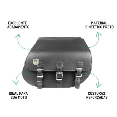 Imagem de Alforge Bolsa Mala Lateral 64 Litros + Afastador Suporte Yamaha XVS 650 Drag Star Par