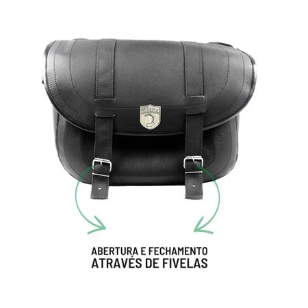 Imagem de Alforge Mala Bolsa Em Couro 48 Litros Par + Afastador Suporte Moto Dafra Horizon 250