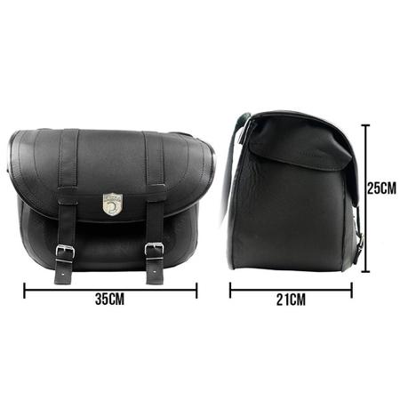 Imagem de Alforge Mala Bolsa Em Couro 48 Litros Par + Afastador Suporte Moto Honda VT 600 Shadow