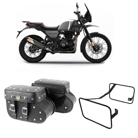 Imagem de Alforge Mala Bolsa Lateral Botinha Cravo 36 Litros Par + Afastador Suporte Moto Royal Enfield Himalayan 400