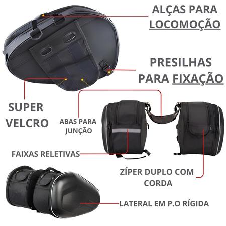 Imagem de Alforge Moto Par Lateral 58L Universal + Encosto Almofada Bau