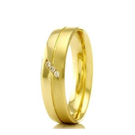 Imagem de Aliança de casamento feminina em Ouro 18k 750 WM Joias 5MM Com Zircônia F2332