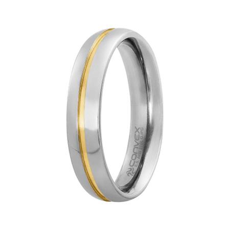 Aliança de Namoro Milão 5mm com Filete Central Gold IPG - Convex Imagem de Aliança de Namoro Milão 5mm com Filete Central Gold IPG
