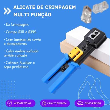 Alicate De Crimpar Rj45 + 100un Conector Rj45 Vazado