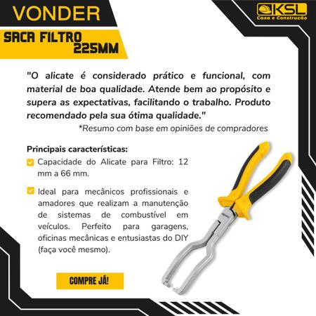 Alicate Para Trocar Desconectar Sacar Filtro Combustível - VONDER Imagem de Alicate Para Trocar Desconectar Sacar Filtro Combustível