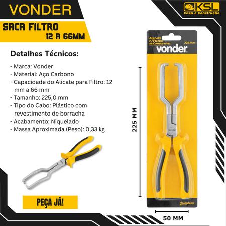 Alicate Para Trocar Desconectar Sacar Filtro Combustível - VONDER Imagem de Alicate Para Trocar Desconectar Sacar Filtro Combustível