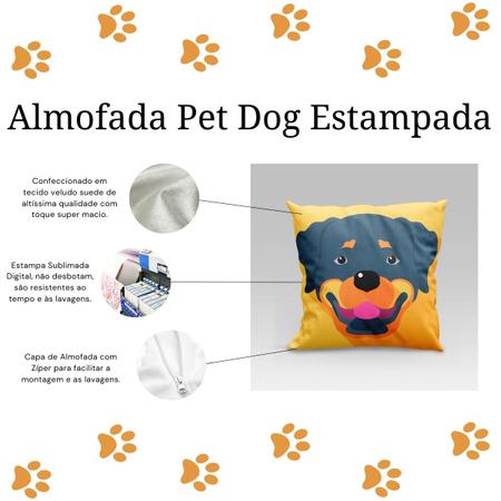 Imagem de Almofada Avulsa Cheia Estampada Pet Dog em Veludo Suede 45cm x 45cm com Refil de Silicone - Decoração Raças Cachorros