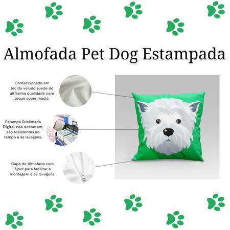 Imagem de Almofada Avulsa Cheia Estampada Pet Dog em Veludo Suede 45cm x 45cm com Refil de Silicone - Decoração Raças Cachorros