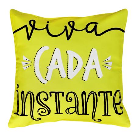 Imagem de Almofada Cheia Decorativa Frases Gratidão Amor Amarela Sarja 45x45cm