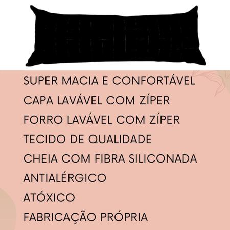 Imagem de Almofada Decorativa Grande Para Cama Cabeceira Casal Encosto de Dormir Leitura Travesseiro 60X140 Preto