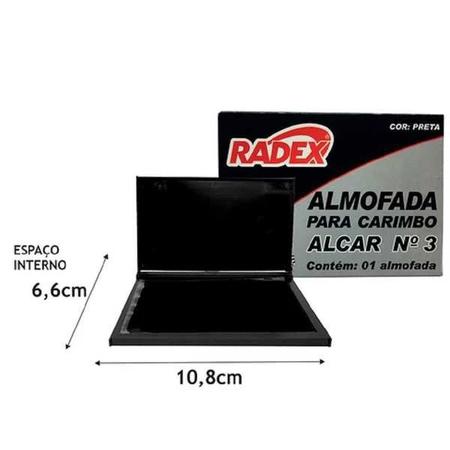 Imagem de Almofada para Carimbo N.3 Preta R10 - RADEX  Carimbeira  Média  Recarregável