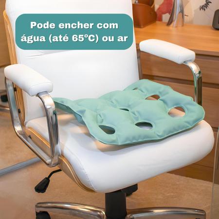 Imagem de Almofada para Hemorroida Cóccix p/ Cadeira Quadrada c/ Orifícios Inflável Água e Ar 45cm Anti Escaras