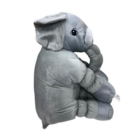 Imagem de Almofada Travesseiro Elefante Bebê Dormir Pelúcia Cinza 60cm