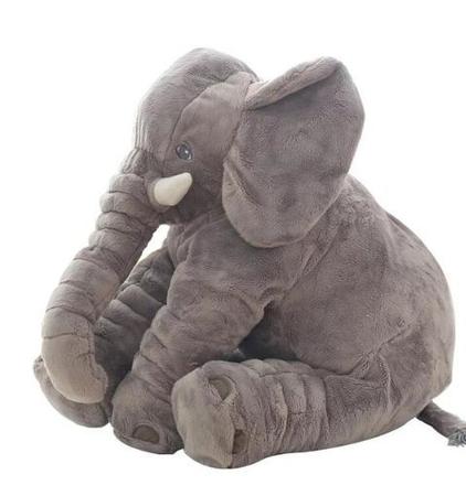 Imagem de Almofada Travesseiro Elefante de Pelúcia para Bebê Dormir Cinza 45cm - BabyRu
