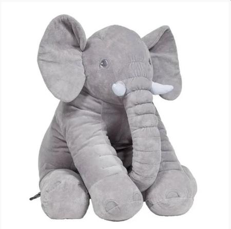 Imagem de Almofada Travesseiro Elefante News Bebê Dormir Pelúcia Cinza 64cm