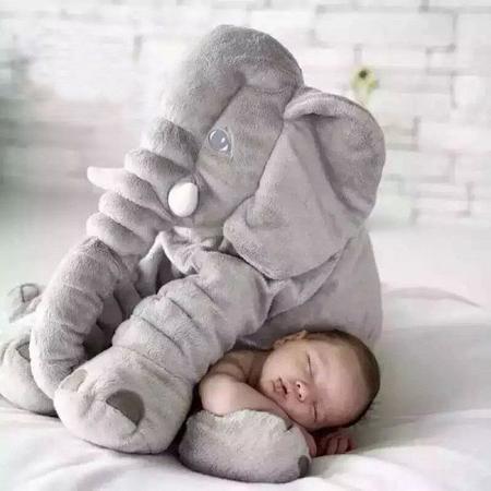 Imagem de Almofada Travesseiro Elefante Pelúcia Bebê Dormir Grande 62cm