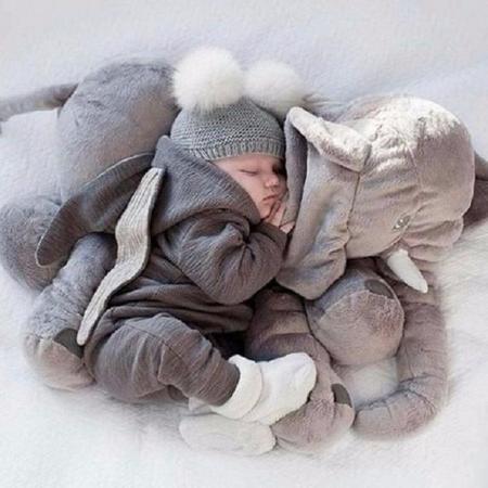 Imagem de Almofada Travesseiro Elefante Pelúcia Bebê Dormir Grande 62cm
