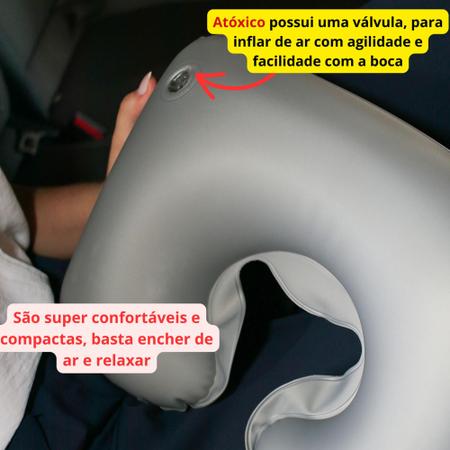 Imagem de Almofada Travesseiro Protetor de Pescoço Viagem Carro Avião Inflável Fácil Limpar Guardar
