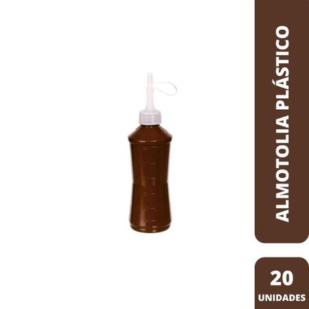 Imagem de Almotolia Plástico 125 Ml Ambar Curva (Cx C/20) - J.Prolab