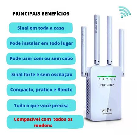 Imagem de Alta Performance em Branco: Repetidor Wifi 2800m com 4 Antenas e Amplificador de Sinal