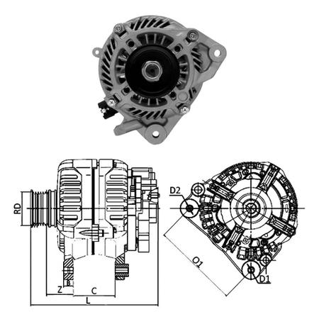 Imagem de Alternador Honda Civic CRV 90A 12V 2006 a 2012 45002 ZEN