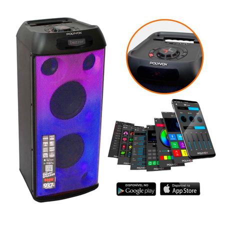 Imagem de Alto Falante Torre de Som 800W Caixa Bluetooth TWS Polyvox Bateria Rádio FM USB Painel Full Led Microfone Instrumento